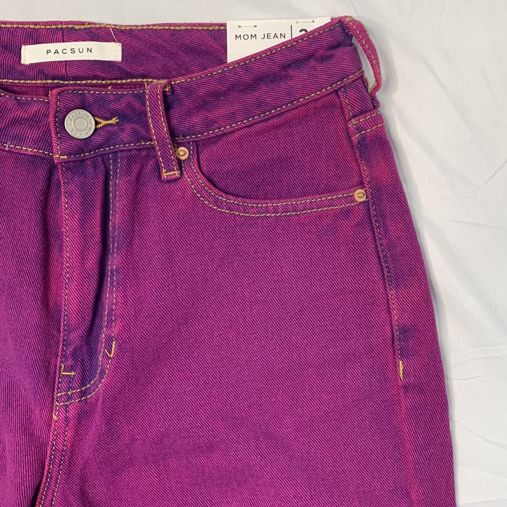 PacSun Bright Violet Mom Jeans with Stitching Size 24